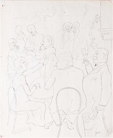GEORGE GROSZ (Berlino 1893 - 1959) Al caffè disegno a china su carta cm....