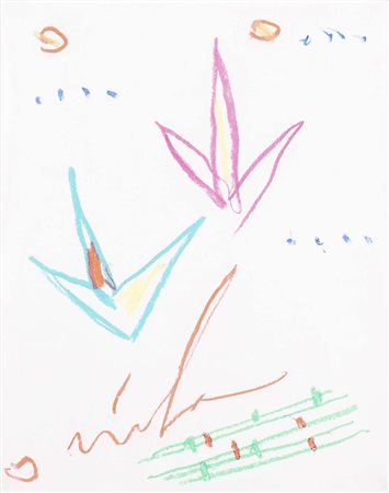 NICOLA DE MARIA (Benevento , 1954) Regno dei fiori (1989) disegno a pastelli...