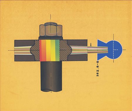 RENATO VOLPINI (Urbino, 1934 - 2017) Sez.a-a 1974 tecnica mista e collage su...