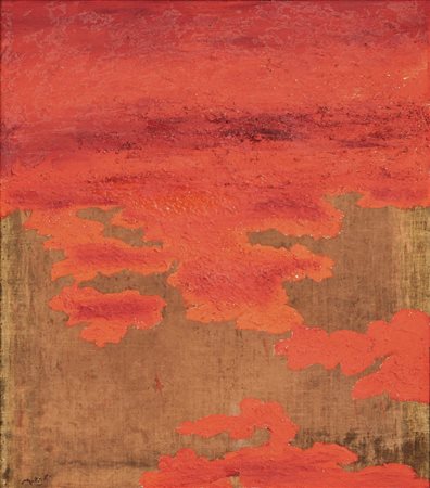 CARLO MATTIOLI (Modena, 1911 - Parma, 1994) Campo di papaveri 1990 olio e...