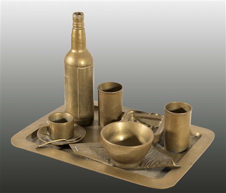 DANIEL SPOERRI (Galati, 1930) Tableau Piège (1981) scultura in bronzo...