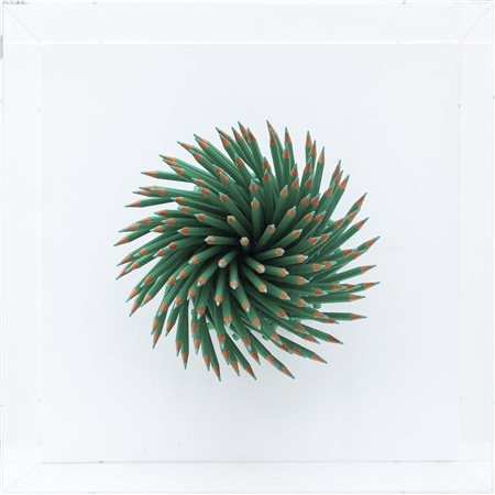 PAOLA PEZZI (Brescia , 1963) Matita verde assemblaggio di matite entro teca...