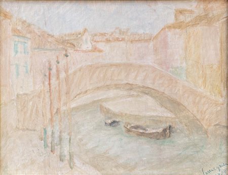 PIO SEMEGHINI (Quistello, 1879 - Verona, 1964) Canale a Burano 1950 olio su...