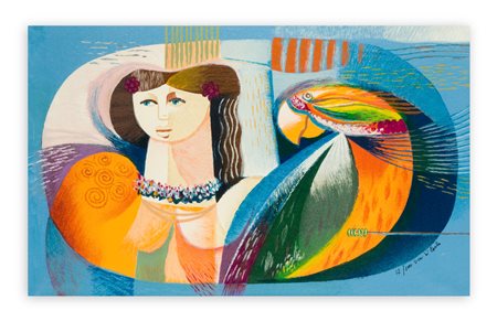 VITTORIO MARIA DI CARLO (1937-2015) - Figura con pappagallo