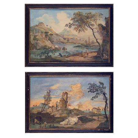 Scuola fiorentina della fine del XVIII secolo, Coppia di paesaggi