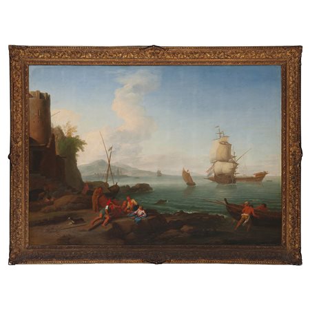 Adrien Manglard (Lione 1695 – Roma 1760), Marina con figure