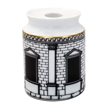Piero Fornasetti - Piccolo portacandele in porcellana, decoro Palladiana. Piero Fornasetti per Rosenthal