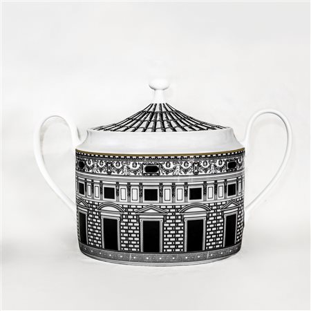 Piero Fornasetti - Zuppiera in porcellana decoro Palladiana. Piero Fornasetti per Rosenthal