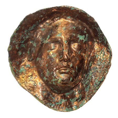 Angelo Minghetti (Bologna 1888)  - Volto di donna patinato oro, firmato Minghetti