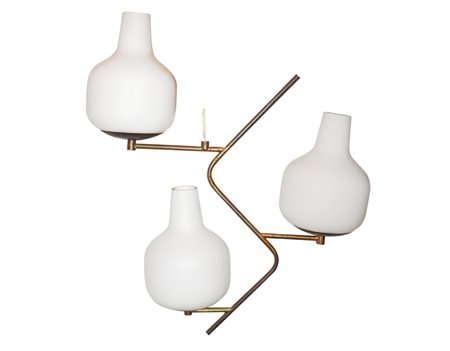 Bruno Gatta per Stilnovo - Lampada a sospensione con struttura in ottone tubolare zapponato e metallo laccato nero