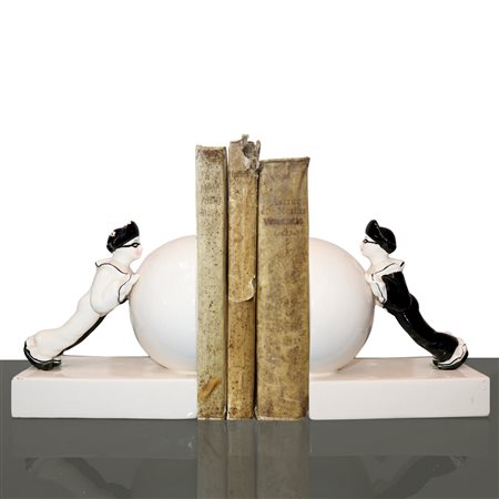 Fermalibri in ceramica con Pierrot