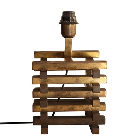 Romeo Rega - Lampada da tavolo con struttura in ottone listellare