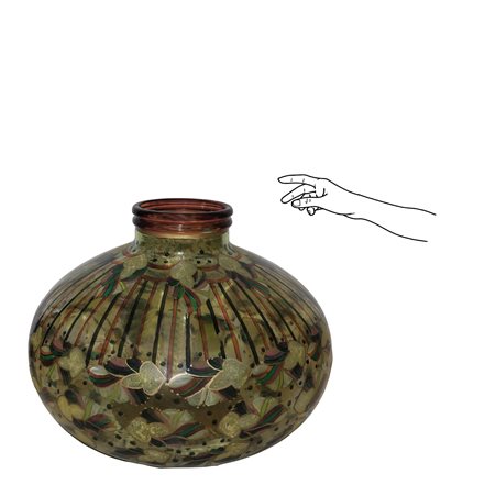 Grande boccia in vetro dipinto a mano con motivi floreali