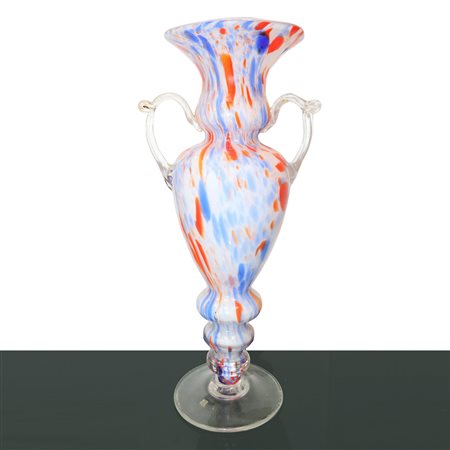 Fratelli Toso - Vaso in vetro di Murano nei toni del giallo, arancione e blu