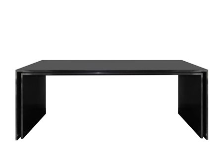 Grande Console in marmo nero del Belgio, attribuita Skipper Italia. Struttura a due strati