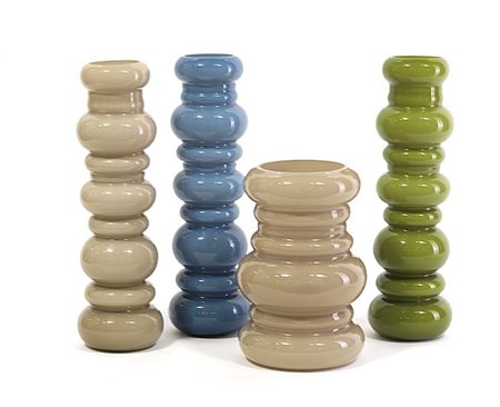 SELENOVA Quattro vasi in vetro seleopal colorato. Prod. Selenova Murano -...