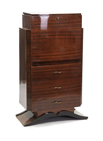 MOBILE Secretaire in palissandro, ribalta con due cassetti interni e vani a...