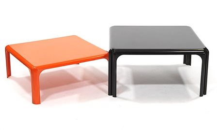 MAGISTRETTI VICO Arcadia 80, Demetrio 70 Due tavolini in resina. Prod....