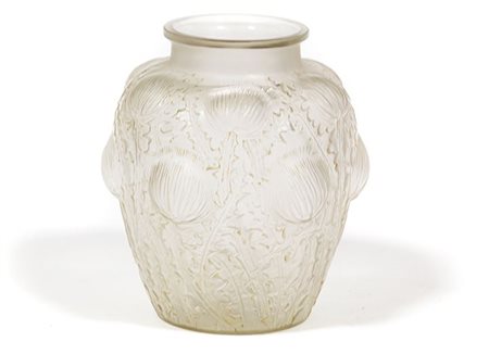 LALIQUE RENE' Domrémy Vaso in vetro bianco soffiato, molato e patinato...
