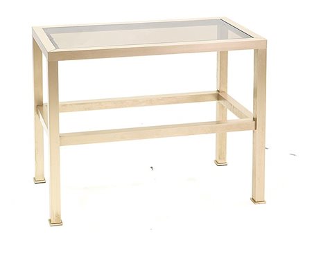 CRISTAL ART Tavolino console in trafilato di allumnio con piano in cristallo...