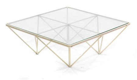 PIVA PAOLO Tavolo con struttura in tondino metallico laccato bianco. Prod....
