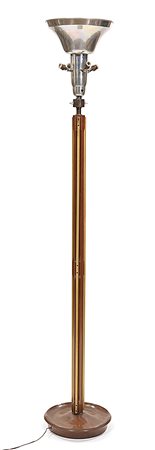 COLLI PIER LUIGI Lampada da terra in noce e ottone. Illuminazione a sistema...