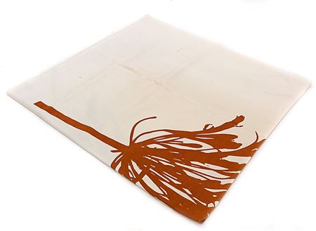 GRIGNANI FRANCO Copriletto a stampa serigrafica. Etichetta Tessitura di...