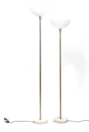 CASTIGLIONI ACHILLE Due lampade Papavero Base circolare in marmo bianco,...