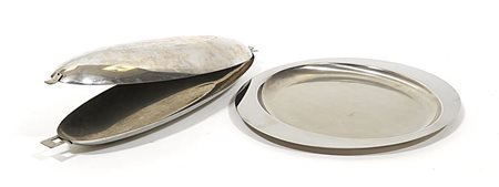 SAMBONET ROBERTO Pescera e vassoio in acciaio inossidabile lucidato. Premio...