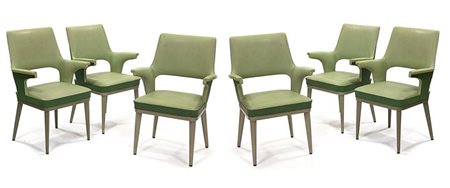 POLTRONE Sei poltroncine con struttura in scatolare metallico e rivestimento...