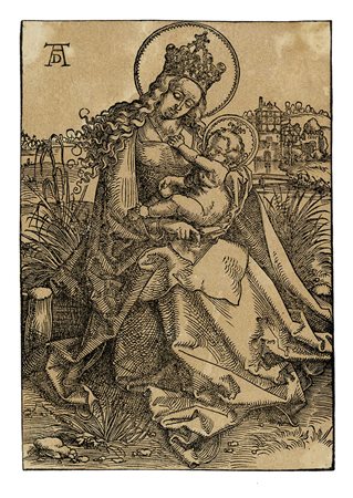 Hans Baldung Grien, Vergine col Bambino su una riva erbosa. 1505-1507.