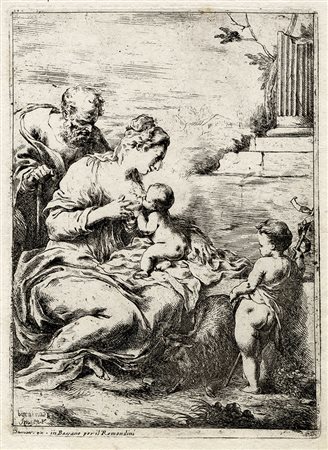 Bartolomeo Biscaino, Sacra famiglia con san Giovannino. 1650-1657 [tiratura Remondini XVIII secolo].