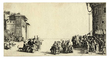 Jacques Callot, Il mercato degli schiavi o La piccola veduta di Parigi. 1629.