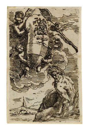 Simone Cantarini, Allegoria del fiume Foglia e stemma di Pesaro. 1639.