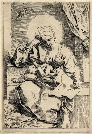 Simone Cantarini, La Vergine col Bambino e l'uccellino. 1635-1636.