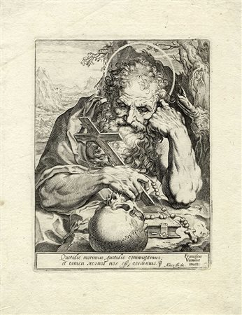 Agostino Carracci, San Gerolamo in meditazione [tiratura tarda XVIII secolo]. 1595 ca.