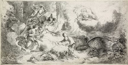 Giovanni Benedetto Castiglione (detto il Grechetto), Natività con Dio Padre e angeli. Post 1647 [tiratura fine XVII inizio XVIII secolo].