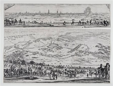 Stefano Della Bella, Pianta e veduta della città di Arras. 1641.
