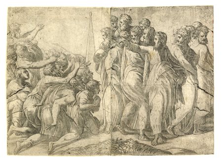 Andrea Meldolla (lo Schiavone), Cristo circondato dagli apostoli guarisce i lebbrosi. 1545 ca.