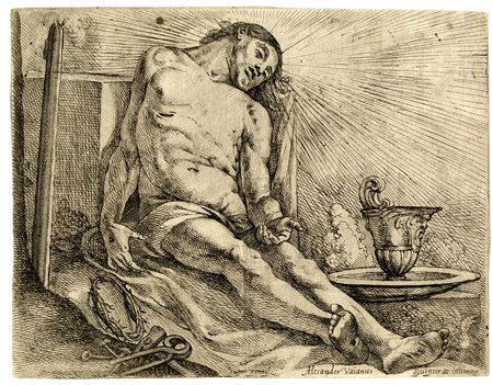 Alessandro Vaiani, Cristo al sepolcro con gli strumenti della passione. 1630 ca.