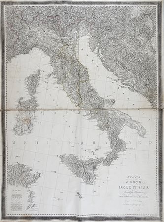 Giovanni Antonio Rizzi Zannoni Giuseppe Guerra, Nuova carta dell'Italia eseguita sotto la Direzione di Gio: Antonio Rizzi Zannoni Geografo di S. M. Siciliana ed incisa da Giuseppe Guerra e Ricorretta nel 1833. 1833.