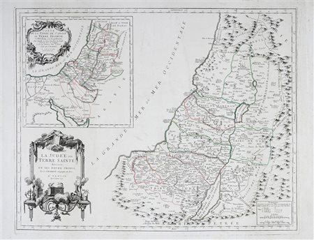 Gilles Robert de Vaugondy , La Judée ou Terre sainte, divisée en ses douzes tribus. A Venise par P. Santini, 1779.