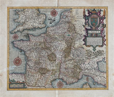 Johannes Baptista Vrients , Gallia. Geographica Galliae descriptio, de integro plurimis in locis emendata ac Regionum limitibus distincta; auctore Petro Plantio... Antwerp: 1606-1612 ca. 