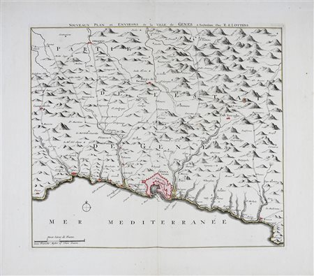 Reinier Ottens (Amsterdam, 1698-1750) & Joshua Ottens (Amsterdam, 1704-1765), Nouveaux Plan et Environs de la Ville de Genes. Amsterdam: Chez R. & I. Ottens, 1730 ca.
