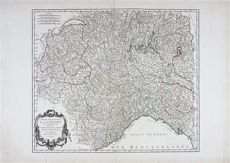 Gilles Robert de Vaugondy Didier Robert de Vaugondy, Partie Occidentale de la Lombardie et pays circonvoisins, ou sont les Etats de Savoye, Piemont, Milan, Genes, Plaisance &c. Par le Sr. Robert