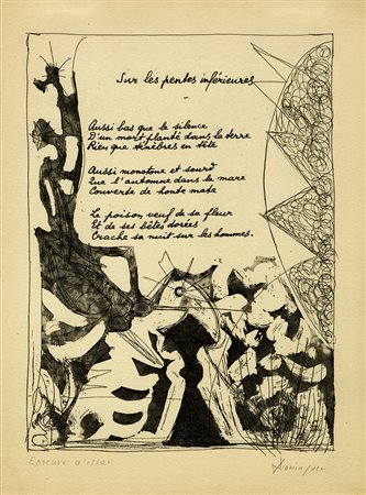 Oscar Dominguez, Sur les pentes inférieures (Sulle pendici più basse). 1942.