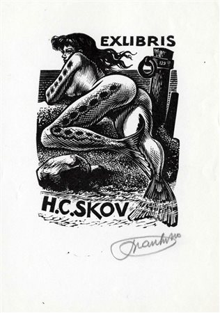 Autori vari, Lotto composto di 107 ex libris a tema sirene. 