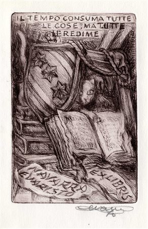 Enrico Vannuccini, Lotto composto di 21 ex libris. 1947-86.