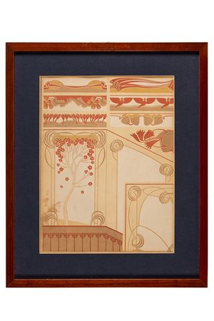 Anonimo liberty, Interno (arancione, beige e oro). 