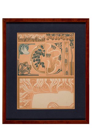 Anonimo liberty, Interno (Rosa, verde e oro) 